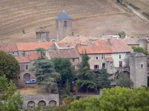 Kalk-Hochebene des Larzac - Larzac-Hochebene, im Regionalen Naturpark der Grands Causses: Blick auf die Komturei von Sainte-Eulalie-de-Cernon