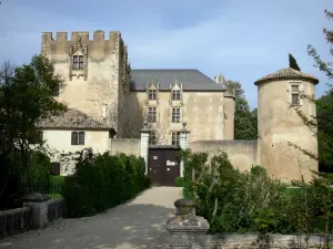 Kasteel van Allemagne-en-Provence - Gekanteelde toren, Renaissance gevel met spiegel ramen en ronde toren