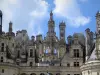 Kasteel van Chambord - Schoorstenen en lantaarntoren van de Renaissance kasteel, wolken in de blauwe hemel