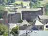Kasteel van Coupiac - Gezicht op het kasteel en het dorp daken Coupiac