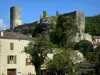 Kasteel van Gavaudun - Fortress op een rots (rock) met uitzicht op de huizen van het dorp