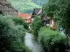 Kaysersberg - Rivière (Weiss) bordée d'arbres et de maisons