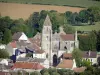 Kerk van Saint-Seine-l'Abbaye - Abdijkerk en huizen van het dorp Saint-Seine-l'Abbaye