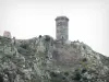 Kust Vermeille - Tour Madeloc middeleeuwse uitkijktoren met uitzicht op de Albères en de Vermilion kust