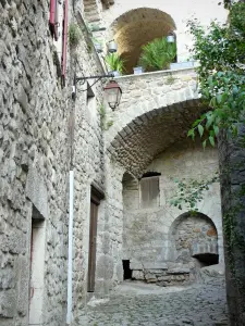 Labeaume - Facades of houses in the village