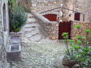 Labeaume - Sloping paved streets and stone houses of the village