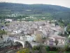 Lagrasse - Vista das duas pontes sobre o Orbieu e os telhados da cidade medieval