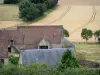 Landscapes of Burgundy - Roof of a farmhouse surrounded by fields