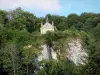 Landscapes of the Doubs - Saint-Ermenfroi chapel, trees and rock face, in Cusance
