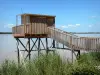 Landscapes of the Gironde - Hut ant its fishing net along the Gironde estuary 