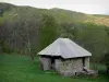 Landscapes of the Hautes-Alpes - Stone barn, prairie, trees and forest