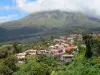 Landscapes of Martinique - Houses in the town of Morne-Rouge at the foot of Mount Pelee volcano