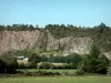Landschaften der Normandie - Felswand, Bäume und Weiden