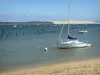 Landschappen van Gironde - Bassin d' Arcachon : boten op het water met uitzicht op het duin van Pilat