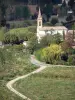 Landschappen van de Tarn-et-Garonne - Garonne dal: kerk Espalais omgeven door bomen