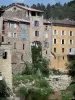 Largentière - Facades of houses along River Ligne