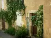 Lavardens - Facade of a house decorated with climbing plants 