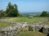 Loma de Montaigu - Panorama de Montaigu: ruinas de la ermita de mesa y orientación en la cima de la colina, con vistas al paisaje de la arboleda Coëvrons