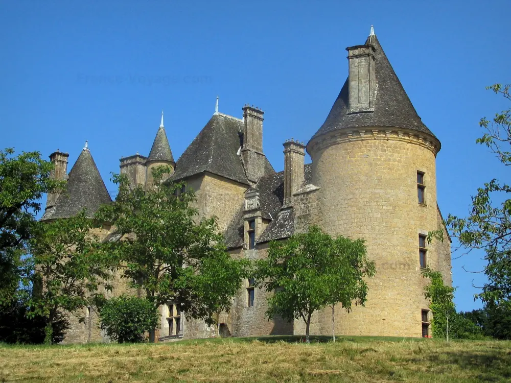Guia do Lot - Castelo Montal - Castelo e árvores, em Quercy