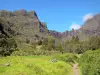 Mafate cirque - Réunion National Park: green landscape of the Mafate cirque overlooking the Taïbit