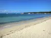 Marie-Galante - Plage de Saint-Louis au sable blanc, eau turquoise et bateaux flottant sur la mer