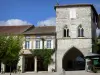 Monflanquin - Medieval bastide town: home of the Prince Noir (Black Prince) with its gemel windows, and Place de la Halle square