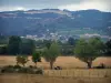 Montanhas Forez - Monts du Forez dominando os campos da planície de Forez