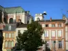 Montauban - Kathedraal van Onze Lieve Vrouw van de Assumptie en gevels van huizen in de oude stad