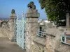 Montluçon - Löwen aus Stein und Gitter des Schlossplatzes