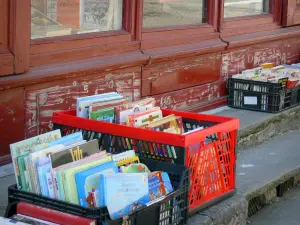 Montolieu - Dozen met boeken uit een bibliotheek