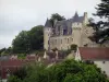 Montrésor - Renaissance kasteel, bomen en huizen in het dorp