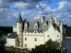 Montsoreau - Chateau de Montsoreau Estilo renascentista, rio Loire, nuvens no céu; no vale do Loire