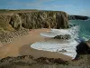 Guia do Morbihan - Península de Quiberon - Costa Selvagem: penhascos íngremes, rochas, praia arenosa e mar (Oceano Atlântico)