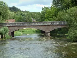 Mussy-sur-Seine - Pont enjambant le fleuve (la Seine) et arbres au bord du cours d'eau