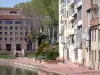 Narbona - Narbonne: Canal de la Robine y fachadas de la ciudad