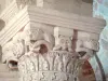 Neuvy-Saint-Sépulchre basilica - Inside the Saint-Jacques-le-Majeur basilica (church, Saint-Etienne collegiate church): sculpted capital