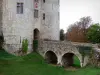 Nogent-le-Rotrou - Chateau St. Jean: poortgebouw, geflankeerd door twee ronde torens en brug