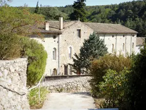 Notre-Dame d'Aiguebelle Abbey - View of the abbey in a green setting, in Drôme Provençale