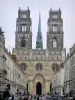 Orléans - Façade de la cathédrale Sainte-Croix (édifice gothique) et bâtiments de la rue Jeanne d'Arc