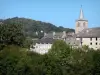 Paesaggi dell'Aveyron - Vista del campanile e delle facciate del borgo Espeyrac