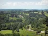 Paisagens do Orne - Campo arborizado pontilhado de prados e casas; no Domfrontais