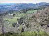 Paisajes de Ardèche - Colinas cubiertas de árboles y prados