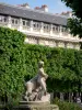 Palais-Royal garden - Marble statue The Shepherd and the Sheep and rows of linden trees