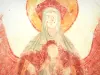 Palluau-sur-Indre - Antigo convento de Saint-Laurent: Afresco românico (pintura mural): Virgin in Majesty