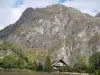 Parco Nazionale degli Écrins - Oisans - Massiccio des Ecrins: case circondate da alberi, ai piedi di una montagna