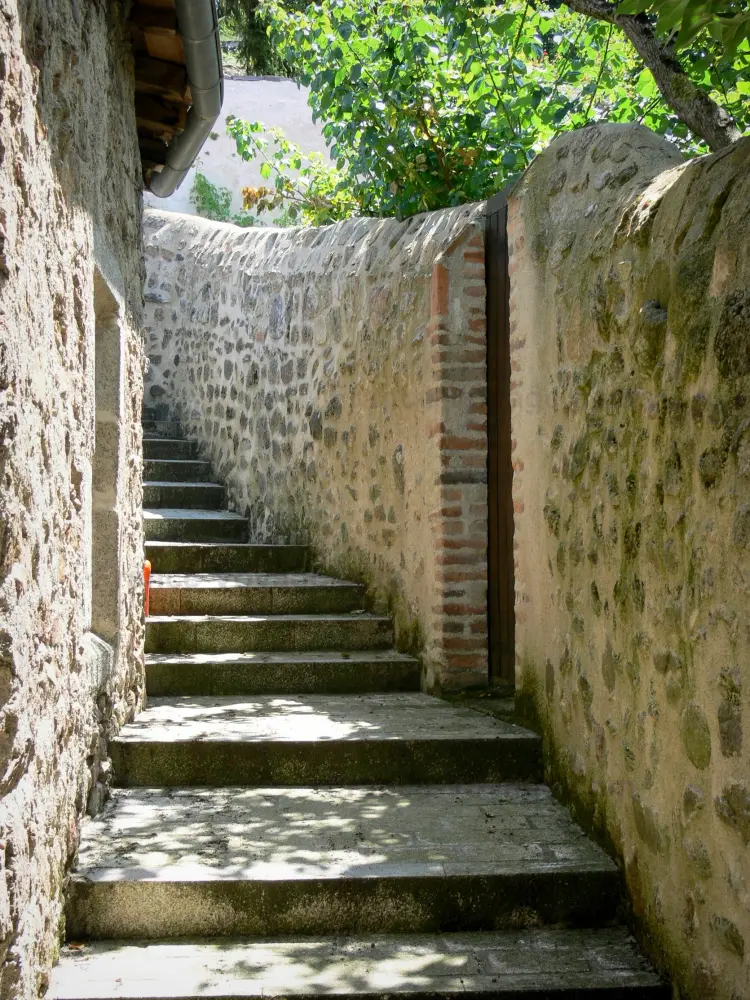 Parthenay - Ruelle en escalier bordée de murs en pierre