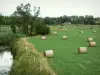 Paysages des Ardennes - Prés parsemés de bottes de foin