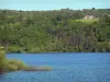 Paysages du Dauphiné - Lac de Paladru (lac naturel d'origine glaciaire) et sa rive boisée