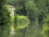 Paysages des Deux-Sèvres - Vallée de la Sèvre niortaise - Marais poitevin - Venise verte : maison et arbres au bord de l'eau