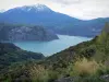 Paysages des Hautes-Alpes - Lac de Serre-Ponçon (retenue d'eau) entouré de montagnes